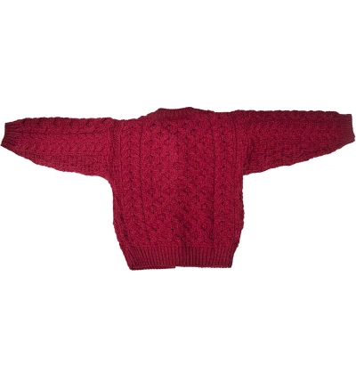 Medium, Kiwi Childs Irish Aran Wool Lumber Cardigan Sweater