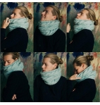 Hand knit chunky cowl scarf mint infinity cable scarf