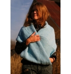 Hand knit chunky cowl infinity scarf mint blue neckwarmer - oversized scarf- gift idea