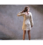 Off-white hand knit dress tunic sweater - wedding dress