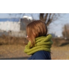 Hand knit chunky cowl infinity scarf olive green - neckwarmer - oversized scarf- gift idea