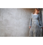 Gray hand knit dress - boho dress - cotton
