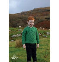 Aran Woollen Mills - Carraig Donn Childs Irish Merino Wool Crew Cut Sweater