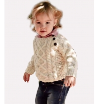 Baby Hand Knit Side Fastening Button Crew Neck Wool Sweater