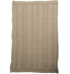 Vintage Knit Irish Wool Plaited Aran Celtic Blanket (White/Wicker)