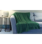 Vintage Knit Irish Wool Plaited Aran Celtic Blanket (Kiwi/Connemara Green)
