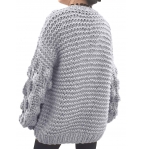 Women's One Size Ball Sleeve Hand Kint Mid-Length Cardigan Sweater