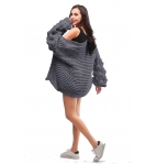 Women Winter Oversized Chunky Knit Sweater Lantern Pom Pom Sleeve Chunky Cardigan