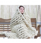 Wool Yarn Knit Blanket