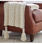 Stone & Beam Cozy Cable Knit Chunky Weave Throw Blanket, 60" x 50", Cream