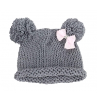 Baby Girls Pompom Hat Props Crochet Knitted Pom Pom Hat Bow Beanie