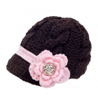 Handknit Newborn Toddler Baby Girls Crochet Knit Brim Cap Hat
