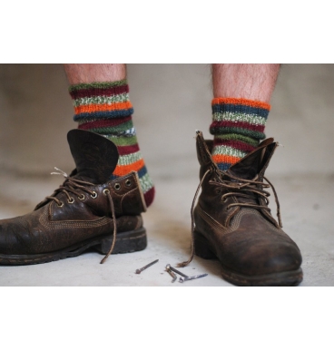 Striped mens adults socks green orange red - made to order