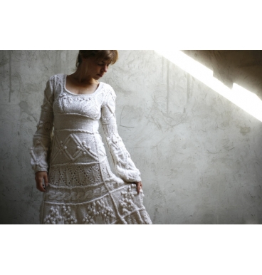 Off-white hand knit dress - wedding dress