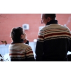 Hand knit man woman fair isle matching sweater for two