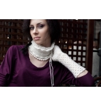 White lace scarf and mittens wedding accessories hand crochet set